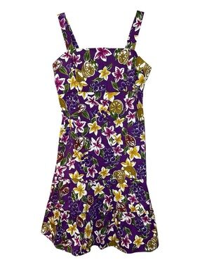 Karen Stevens Purple Floral Dress with Yellow & White Accents Sz 14